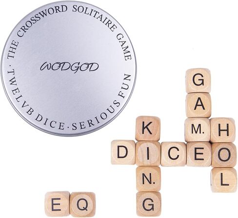 Crossword Dice Game for Adults – 15 Wooden Letter Dice for Strategic Play, Language Practice & Travel Use in Saudi Arabia