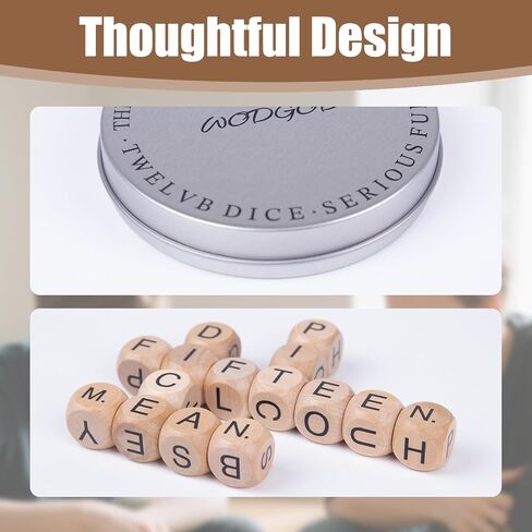 Crossword Dice Game for Adults – 15 Wooden Letter Dice for Strategic Play, Language Practice & Travel Use in Saudi Arabia