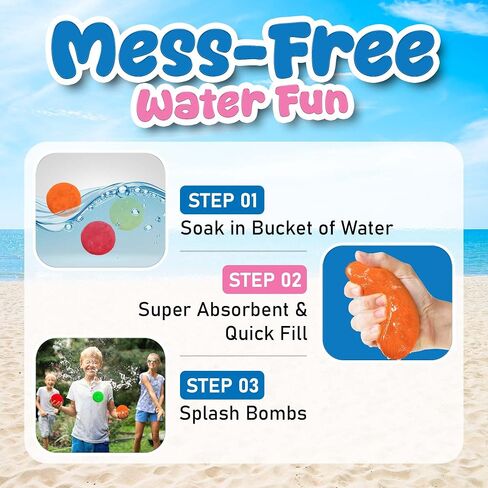 60 PCS Reusable Water Balls – Reusable Water Balloons for Kids & Adults, Outdoor Water Toys for Pool, Beach & Backyard Games – Fun Summer Toys for Boys & Girls, Great for Party Play in Saudi Arabia