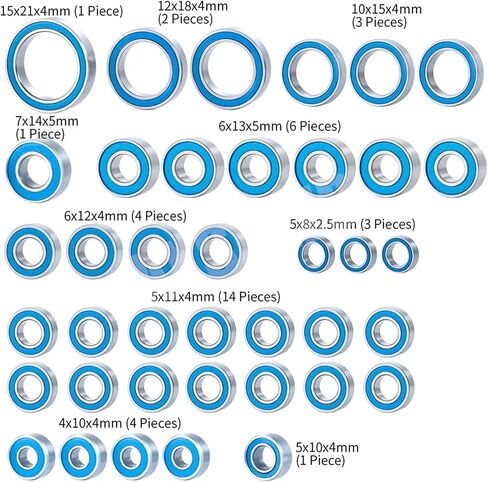 Compatible with TRX-4 TRX4 for Bronco 1/10 RC Crawler Car Parts Accessories 39Pcs Wheel Hub Axle Blue Sealed Bearing Kit RC Repair Parts in Saudi Arabia