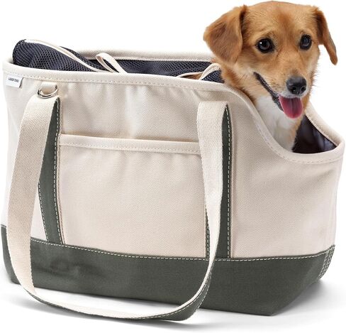Lands' End Canvas Pet Tote Carrier Natural/Dark Olive Green Regular in Kuwait