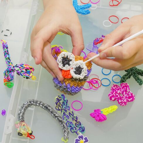 uxcell 600Pcs Loom Rubber Band Kit with 25Pcs S-Clips and 1Pcs Hook, Gray in Saudi Arabia