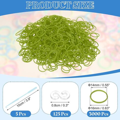 uxcell 3000Pcs Loom Rubber Band Kit with 125Pcs S-Clips and 5Pcs Hook, Black in Saudi Arabia
