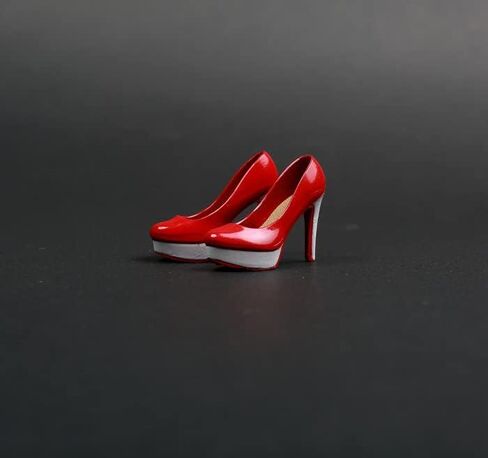 1/6 Scale Female High-Heeled Shoes Leather Shoes Model Accessory for 12inch PH TBL JO Action Figure Body (Black) in Kuwait