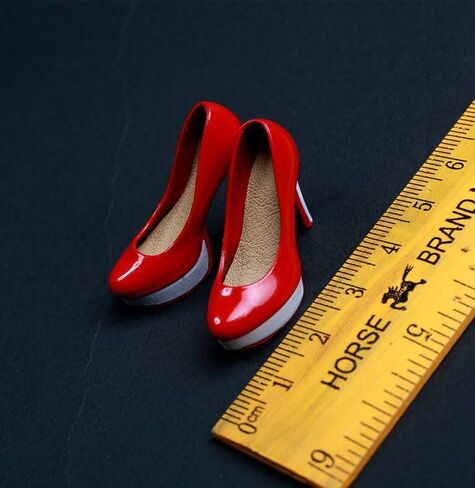 1/6 Scale Female High-Heeled Shoes Leather Shoes Model Accessory for 12inch PH TBL JO Action Figure Body (Black) in Kuwait