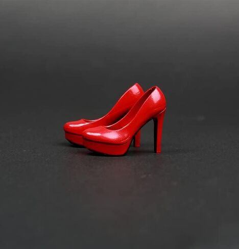 1/6 Scale Female High-Heeled Shoes Leather Shoes Model Accessory for 12inch PH TBL JO Action Figure Body (Black) in Kuwait