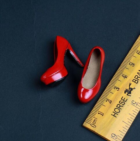1/6 Scale Female High-Heeled Shoes Leather Shoes Model Accessory for 12inch PH TBL JO Action Figure Body (Black) in Kuwait