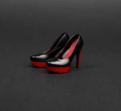 1/6 Scale Female High-Heeled Shoes Leather Shoes Model Accessory for 12inch PH TBL JO Action Figure Body (Black) in Kuwait