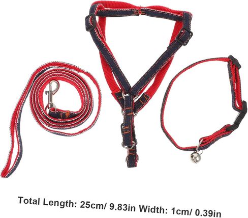 VANZACK 3PCS PET Traction Rope Set Sturdy Denim Dog Leash for Medium to Small Dogs and Cats Waterproof Pulling Rope Chest Strap for Safe Outdoor Walking in Saudi Arabia