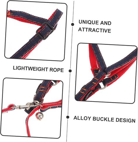 VANZACK 3PCS PET Traction Rope Set Sturdy Denim Dog Leash for Medium to Small Dogs and Cats Waterproof Pulling Rope Chest Strap for Safe Outdoor Walking in Saudi Arabia