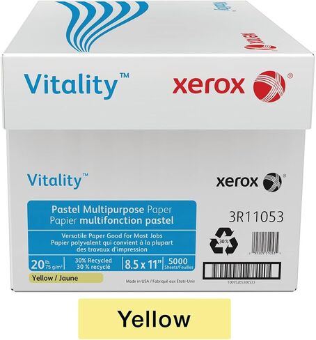 Xerox® Vitality ™ Pastel Color Multi-Use Paper و Copy Paper ، 10 Reams ، أصفر ، رسالة (8.5 "× 11") ، 5000 ورقة لكل CAS in Kuwait