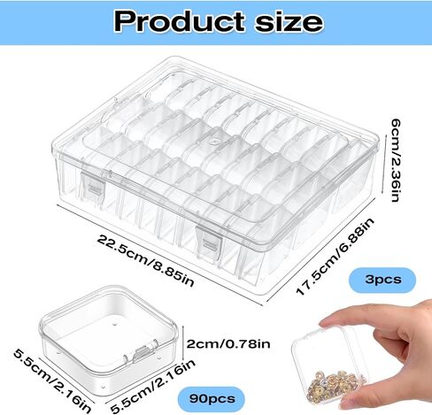 93pcs منظم حبة وتخزين ، صندوق منظم حبة بلاستيكية شفافة مع حاويات تخزين حبة شفافة مفصلية. in Kuwait