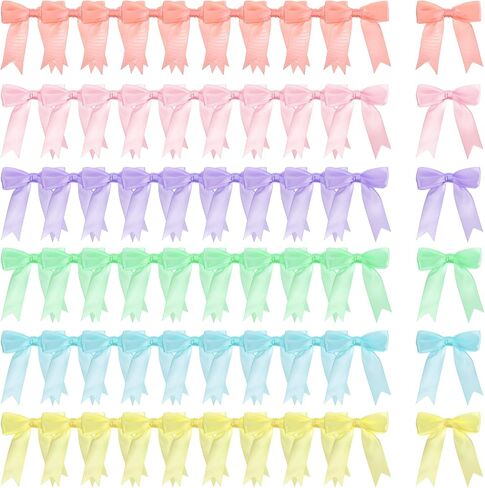 60 PCS Pastel Satin Ribbon Dows with Twist Tible ، Bow Color Pre Presid For Parks ، 2.5 BACK TOWSING TIE BOWS for Treat Accs ، TRACK TRIPBON BOW for Gift Wrapp Treat Bag Wedder in Saudi Arabia