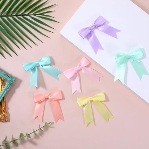 60 PCS Pastel Satin Ribbon Dows with Twist Tible ، Bow Color Pre Presid For Parks ، 2.5 BACK TOWSING TIE BOWS for Treat Accs ، TRACK TRIPBON BOW for Gift Wrapp Treat Bag Wedder in Saudi Arabia