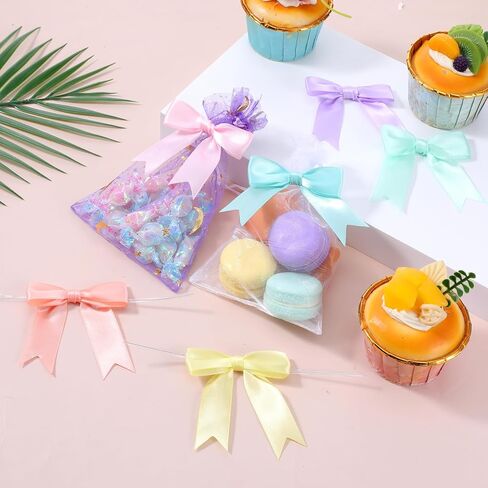 60 PCS Pastel Satin Ribbon Dows with Twist Tible ، Bow Color Pre Presid For Parks ، 2.5 BACK TOWSING TIE BOWS for Treat Accs ، TRACK TRIPBON BOW for Gift Wrapp Treat Bag Wedder in Saudi Arabia