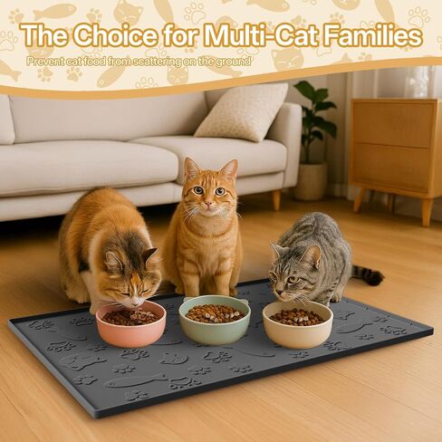 Cat Litter Mat for Litter Box,Large 35" X 24" Silicone Cat Litter Trapping Mat,Urine-Proof & Waterproof Kitty Litter Mats for Floor,Grey in Saudi Arabia