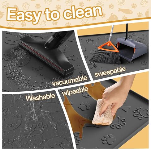 Cat Litter Mat for Litter Box,Large 35" X 24" Silicone Cat Litter Trapping Mat,Urine-Proof & Waterproof Kitty Litter Mats for Floor,Grey in Saudi Arabia