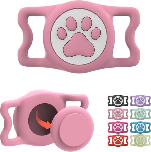 IP68 Waterproof for AirTag Dog Collar Holder, Silicone Air Tags-2 Pack for Apple Dog AirTag Holder(PinkxPurple) in Kuwait