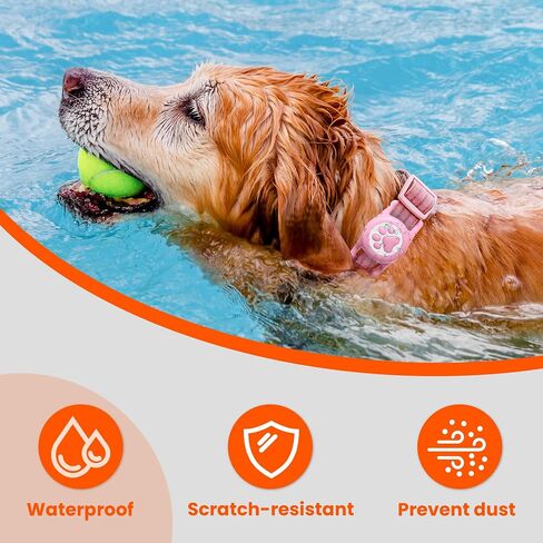 IP68 Waterproof for AirTag Dog Collar Holder, Silicone Air Tags-2 Pack for Apple Dog AirTag Holder(PinkxPurple) in Kuwait
