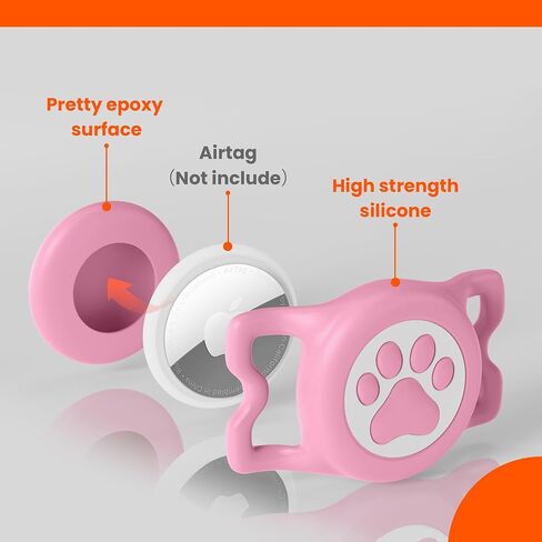 IP68 Waterproof for AirTag Dog Collar Holder, Silicone Air Tags-2 Pack for Apple Dog AirTag Holder(PinkxPurple) in Kuwait