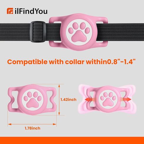 IP68 Waterproof for AirTag Dog Collar Holder, Silicone Air Tags-2 Pack for Apple Dog AirTag Holder(PinkxPurple) in Kuwait