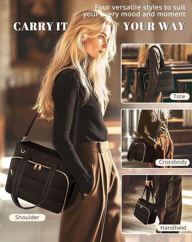 Large Bible Bag with Cover Case for Women, Church Bag with Shoulder Strap, Tote for Bible Study Supplies, Christian Gift (Black) in Kuwait