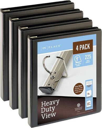 Office Depot® Brand Heavy-Duty View 3-Ring Binder, 1" D-Rings, Black, 49% Recycled, Pack Of 4 in Saudi Arabia