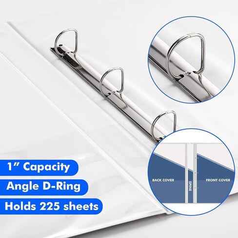 3 Pcs 11" x 17" 3 Ring Binder 1 Inch Large D Ring Binders with Pockets Presentation Folder View with Customizable Clear Cover for Documents Files Projects(White) in Saudi Arabia