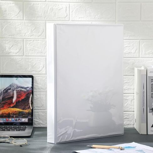 3 Pcs 11" x 17" 3 Ring Binder 1 Inch Large D Ring Binders with Pockets Presentation Folder View with Customizable Clear Cover for Documents Files Projects(White) in Saudi Arabia