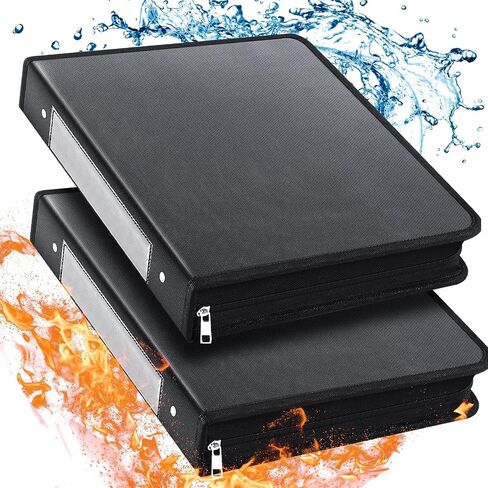 2 Pcs 1.5 Inch Binder 3 Ring Fireproof Waterproof, D Ring Binder with Zipper, Holds 375 Sheets for 8.5"x11", Pen Holder, for Office Home Collection Organizer Gifts in Saudi Arabia