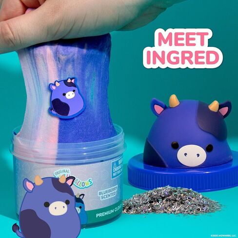 الفصيلة الأصلية Squishmallows ingrid The Cow Premium Cloud Slime ، و Scent-Scented ، و 8 أونصة ، وحاوية تخزين مع تمثال أعلى ، وسحر مطاطي ، وأحواض حقائب Goodie ، وأفضل حفلات الأطفال ، والألعاب الحسية in Saudi Arabia