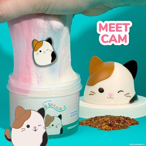 Squishmallows الأصلي Cam The Cat Premium Cloud Slime و Coconut-Scented و 8 Oz. ، حاوية تخزين مع تمثال أعلى ، سحر مطاطي ، غودي أكياس ، مفضلات حفلات الأطفال ، ألعاب حسية in Saudi Arabia