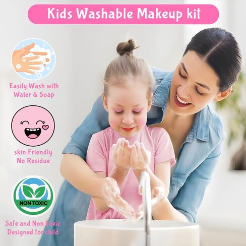 Kids Makeup Kit for Girl Real Washable Makeup Set with Mirror, Nail Polish Kit Pretend Beauty Gift for 3 4 5 6 7 8 Year Old Girls in Saudi Arabia