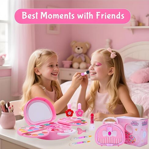Kids Makeup Kit for Girl Real Washable Makeup Set with Mirror, Nail Polish Kit Pretend Beauty Gift for 3 4 5 6 7 8 Year Old Girls in Saudi Arabia