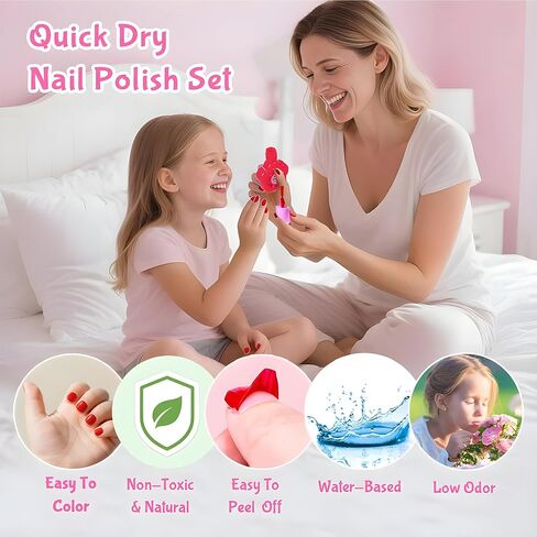 Kids Makeup Kit for Girl Real Washable Makeup Set with Mirror, Nail Polish Kit Pretend Beauty Gift for 3 4 5 6 7 8 Year Old Girls in Saudi Arabia