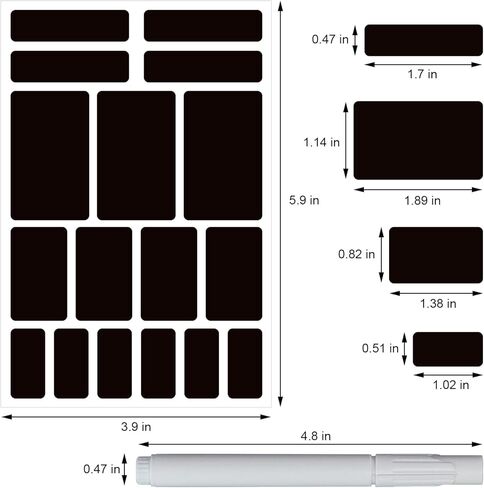 85 PCS Labels for Food Containers, for Jars, Glass for Storage Bins, and 1 PCS Marker Pen, Chalk, for Containers, Jar, Shelf, Organization Container (5, 3.93 * 5.9 Inch,Black) in Kuwait