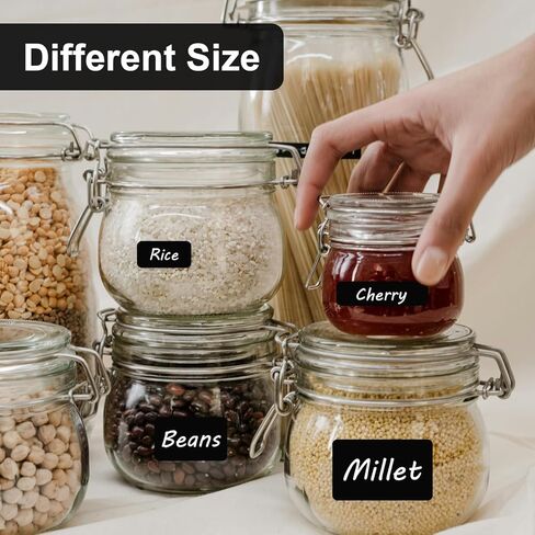 85 PCS Labels for Food Containers, for Jars, Glass for Storage Bins, and 1 PCS Marker Pen, Chalk, for Containers, Jar, Shelf, Organization Container (5, 3.93 * 5.9 Inch,Black) in Kuwait