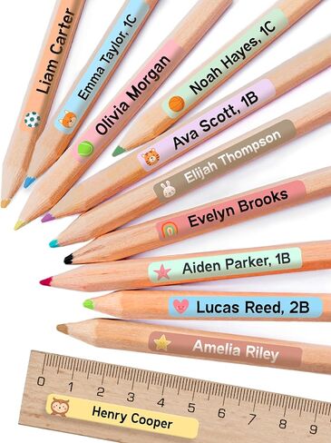stikiddo® تسميات اسم الأطفال المخصصة لأقلام الرصاص الأزرق [150pcs] - ملصقات الأسماء للمدرسة والرعاية النهارية - ملصقات اسم قلم رصاص مقاوم للماء - اسم الأطفال على ملصقات للأقلام (2.0 "x0.3") in Kuwait