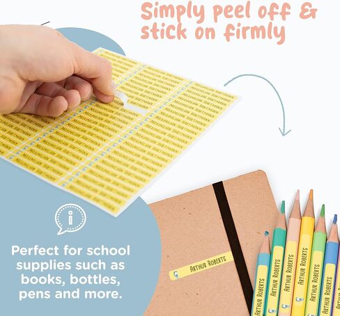 stikiddo® تسميات اسم الأطفال المخصصة لأقلام الرصاص الأزرق [150pcs] - ملصقات الأسماء للمدرسة والرعاية النهارية - ملصقات اسم قلم رصاص مقاوم للماء - اسم الأطفال على ملصقات للأقلام (2.0 "x0.3") in Kuwait