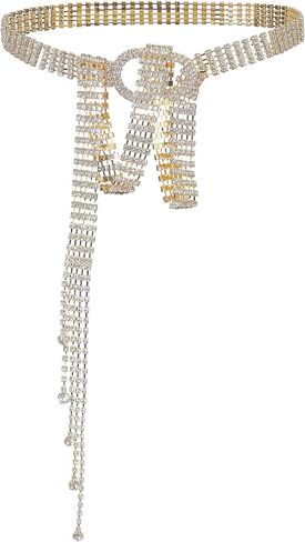 Lovful Women's Dress Belts with Full Rhinestone,Double O-Ring Sparkle Chain Waistband Belt in Kuwait