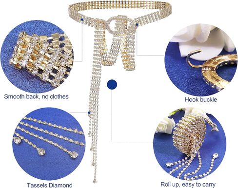 Lovful Women's Dress Belts with Full Rhinestone,Double O-Ring Sparkle Chain Waistband Belt in Kuwait