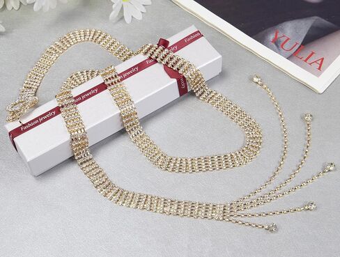 Lovful Women's Dress Belts with Full Rhinestone,Double O-Ring Sparkle Chain Waistband Belt in Kuwait