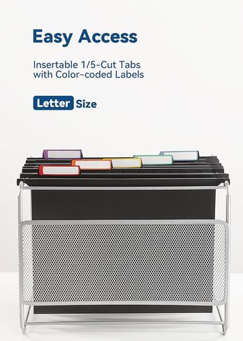 Plastic Hanging File Folders, Letter Size, 12 Pack Hanging Folders, with Insertable 1/5-Cut Tabs for Filing Cabinets - Black in Kuwait