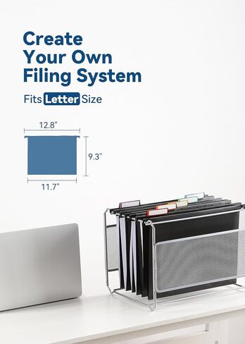 Plastic Hanging File Folders, Letter Size, 12 Pack Hanging Folders, with Insertable 1/5-Cut Tabs for Filing Cabinets - Black in Kuwait