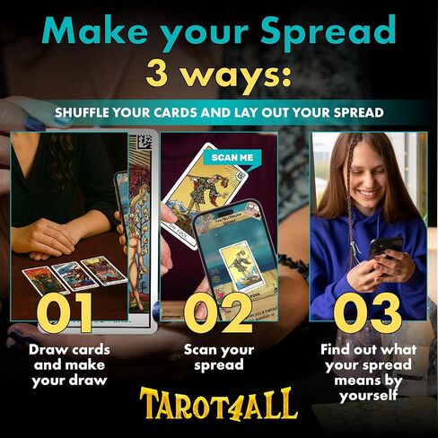 Tarot4All Tarot Cards for Beginners | AI Spread-Scan Mobile App | 78-Card Restored William Rider Tarot Deck | Bilingual App, Guide Book & Magnetic Box case | Complete Tarot Cards Set in Saudi Arabia