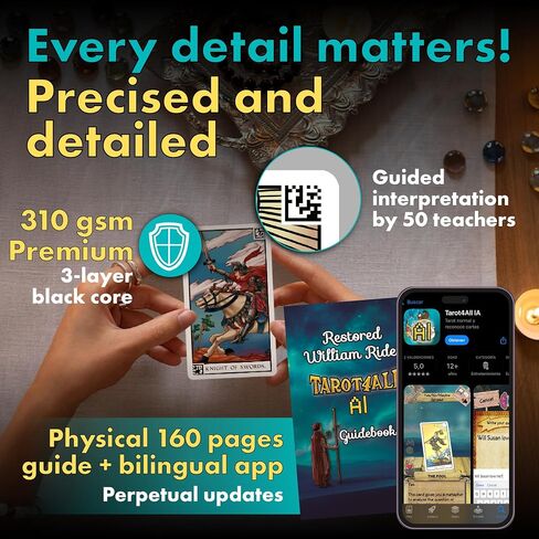Tarot4All Tarot Cards for Beginners | AI Spread-Scan Mobile App | 78-Card Restored William Rider Tarot Deck | Bilingual App, Guide Book & Magnetic Box case | Complete Tarot Cards Set in Saudi Arabia