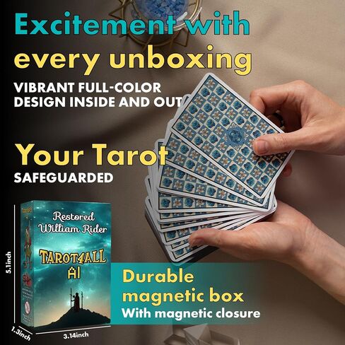 Tarot4All Tarot Cards for Beginners | AI Spread-Scan Mobile App | 78-Card Restored William Rider Tarot Deck | Bilingual App, Guide Book & Magnetic Box case | Complete Tarot Cards Set in Saudi Arabia