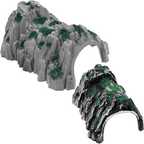2Pcs Durable Plastic Railway Tunnel Model Realistic Miniature Cave and Rockery Design for DIY Train Scene Funny Backyard Garden Decoration in Kuwait