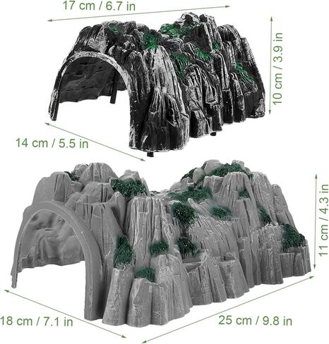 2Pcs Durable Plastic Railway Tunnel Model Realistic Miniature Cave and Rockery Design for DIY Train Scene Funny Backyard Garden Decoration in Kuwait