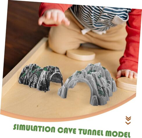 2Pcs Durable Plastic Railway Tunnel Model Realistic Miniature Cave and Rockery Design for DIY Train Scene Funny Backyard Garden Decoration in Kuwait